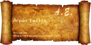 Árpás Emília névjegykártya